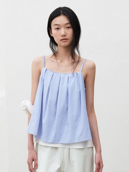 Mango Maniplease Duo Tuck Sleeveless Blue Stripe
