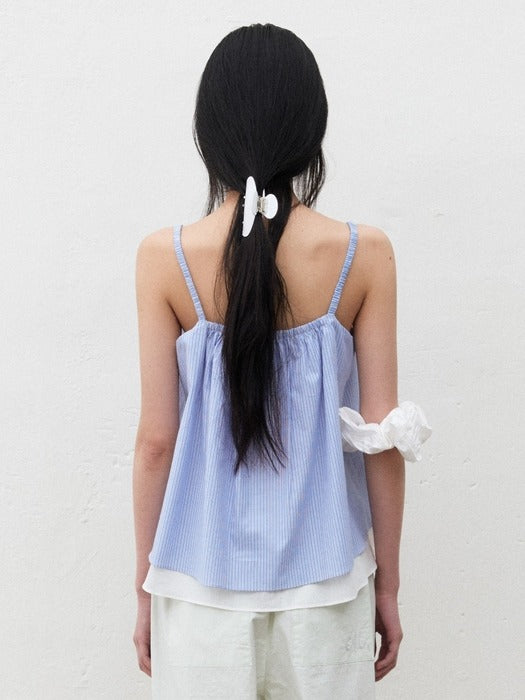 Mango Maniplease Duo Tuck Sleeveless Blue Stripe