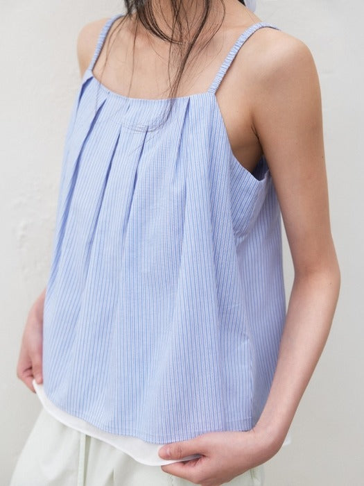 Mango Maniplease Duo Tuck Sleeveless Blue Stripe