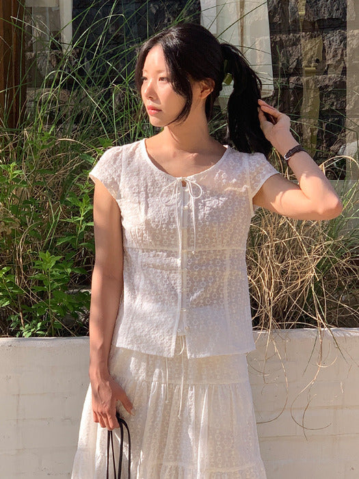 Mango Maniplease Wish Punching Blouse White