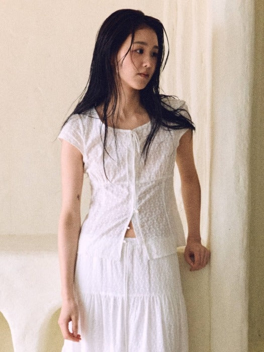 Mango Maniplease Wish Punching Blouse White