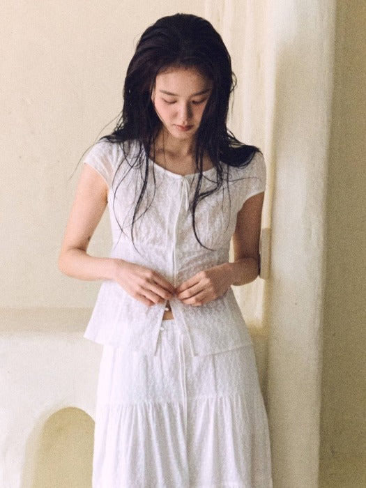Mango Maniplease Wish Punching Blouse White