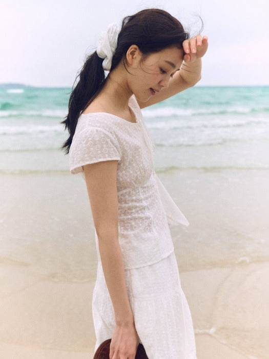 Mango Maniplease Wish Punching Blouse White
