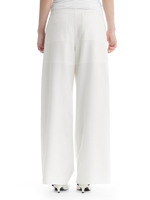 Wconcept_Treemingbird Removable Snap Belt Pleated Pants [ White ]