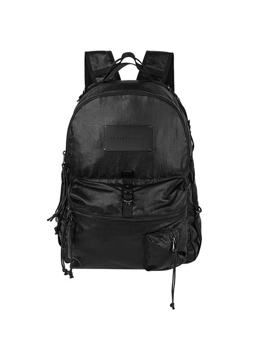 Wconcept_Treemingbird Leather Label Big Coated Backpack [ Black ]