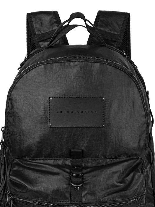 Wconcept_Treemingbird Leather Label Big Coated Backpack [ Black ]