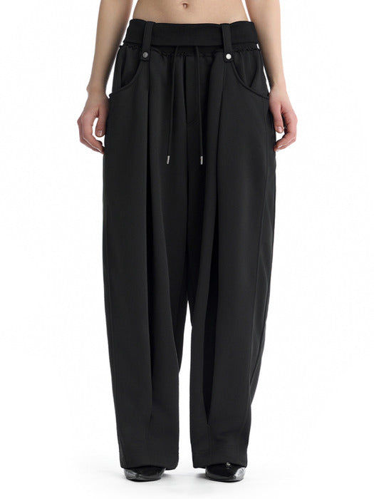 Wconcept_Treemingbird Double Waist Sweat Pants [ Black ]