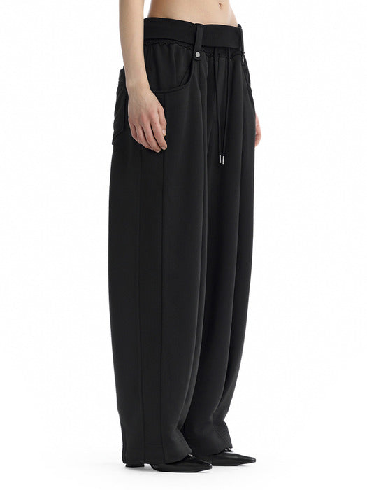 Wconcept_Treemingbird Double Waist Sweat Pants [ Black ]