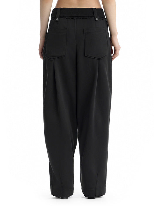 Wconcept_Treemingbird Double Waist Sweat Pants [ Black ]