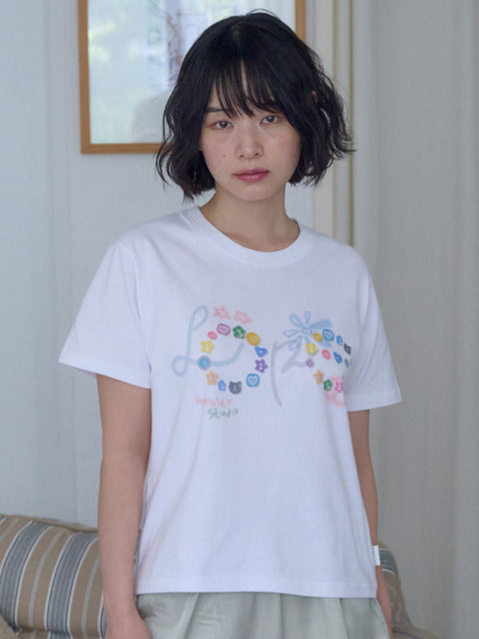 Ambler Button Lettering T-Shirts (White)