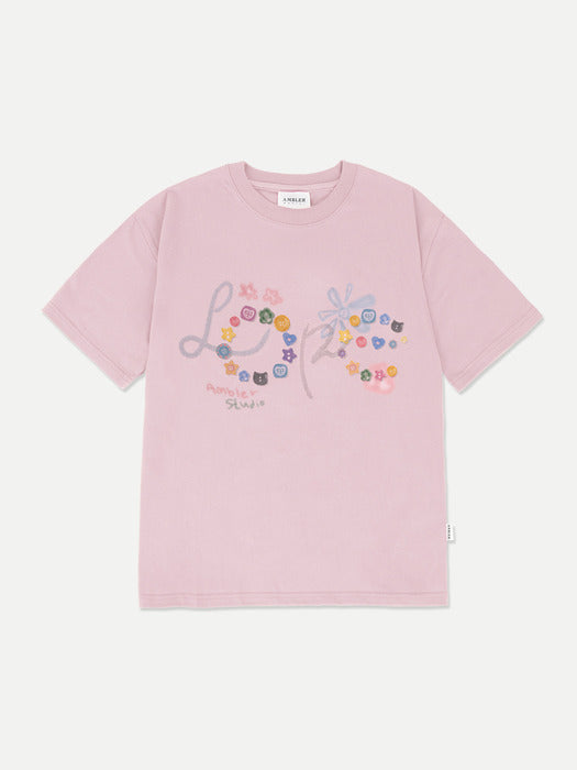 Ambler Button Lettering T-Shirts (Pink)