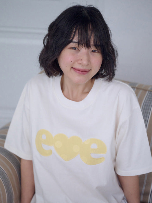 Ambler Dot patch Apllique T-Shirts (Ivory)