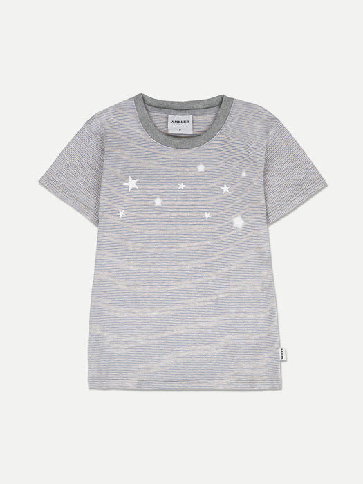 Ambler Star ver2 Stripe Crop T-Shirts (Blue)