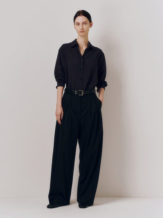 Kindersalmon Unlined Leather Belt Black