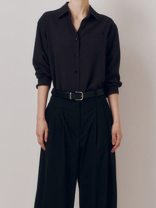 Kindersalmon Unlined Leather Belt Black