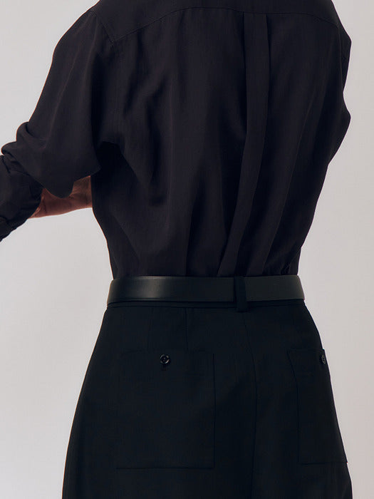 Kindersalmon Unlined Leather Belt Black