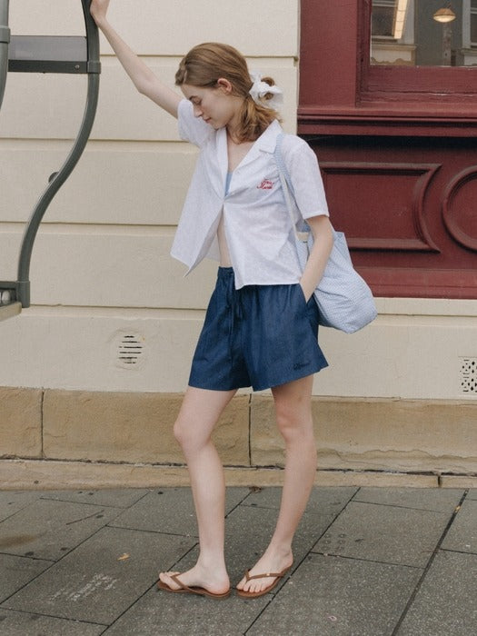 Wconcept_Depound denim banding shorts - navy