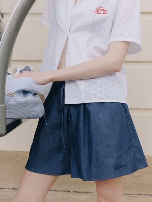 Wconcept_Depound denim banding shorts - navy