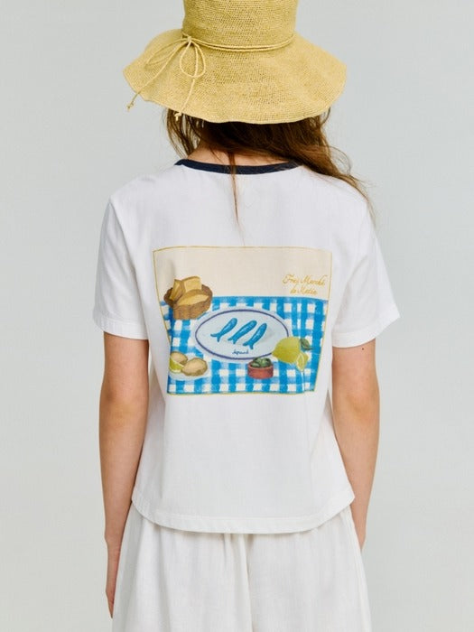 Wconcept_Depound check table ringer t-shirt - ivory