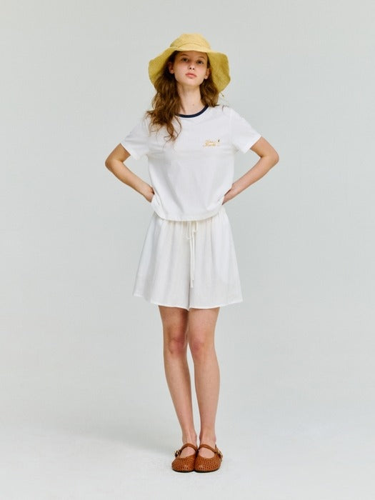 Wconcept_Depound check table ringer t-shirt - ivory