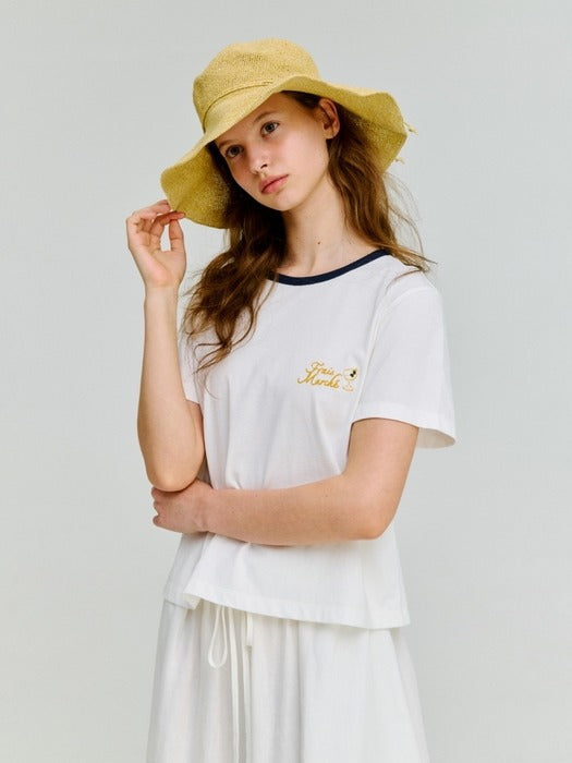 Wconcept_Depound check table ringer t-shirt - ivory