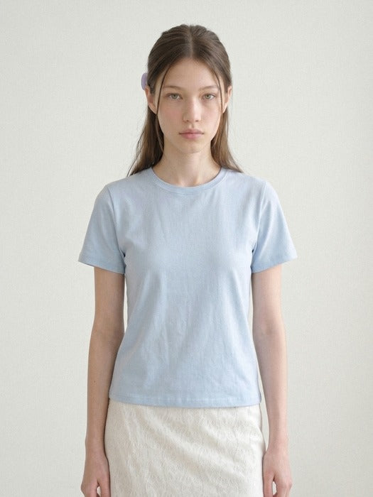 Wconcept_Depound cotton basic slim t-shirt - light blue
