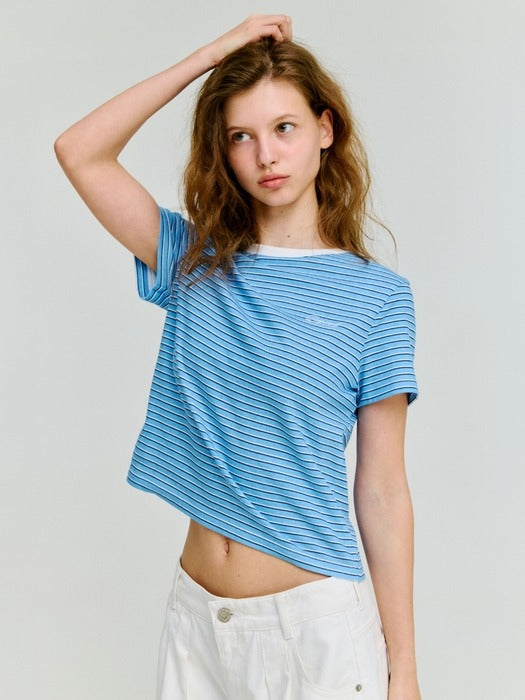 Wconcept_Depound multi stripe slim fit t-shirt - blue