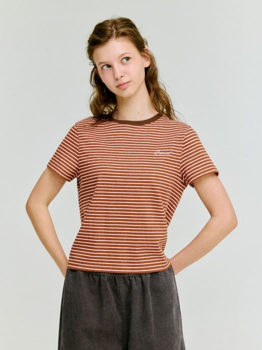 Wconcept_Depound multi stripe slim fit t-shirt - brown