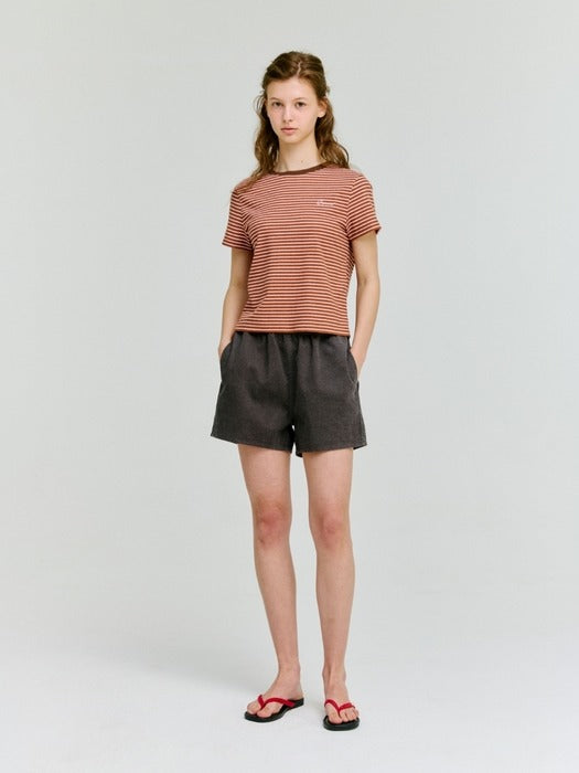 Wconcept_Depound multi stripe slim fit t-shirt - brown