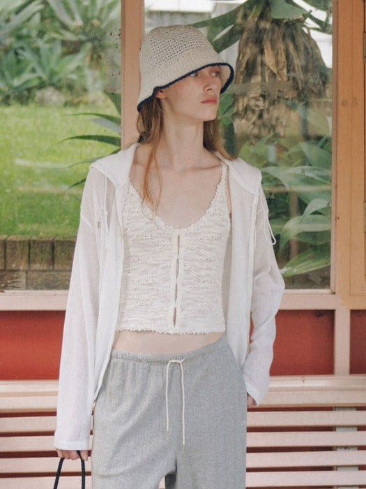 Wconcept_Depound crochet sleeveless knit top - white