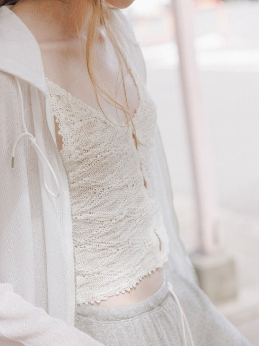 Wconcept_Depound crochet sleeveless knit top - white