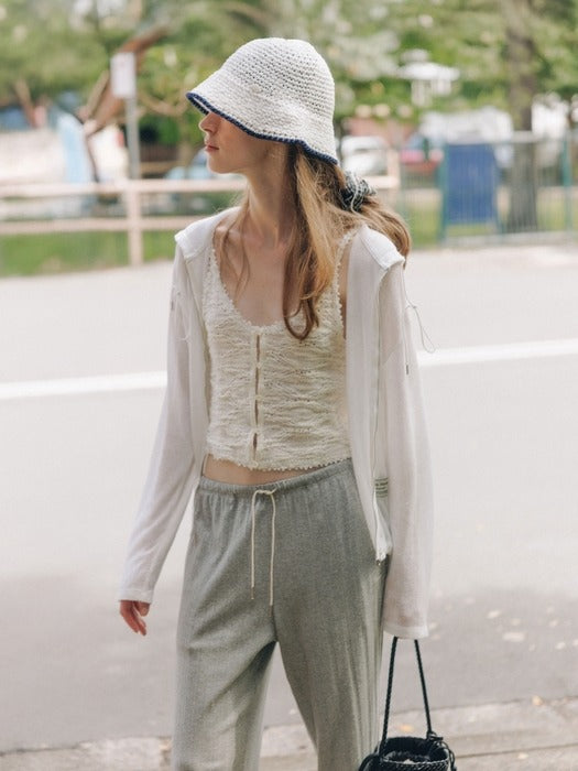 Wconcept_Depound crochet sleeveless knit top - white