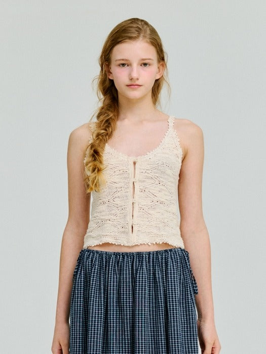 Wconcept_Depound crochet sleeveless knit top - ivory