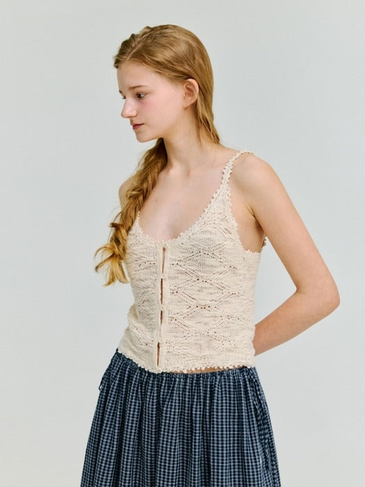 Wconcept_Depound crochet sleeveless knit top - ivory