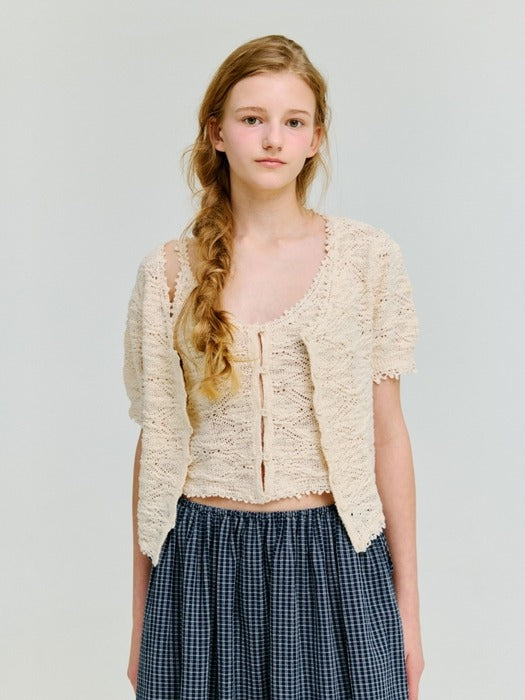 Wconcept_Depound crochet sleeveless knit top - ivory