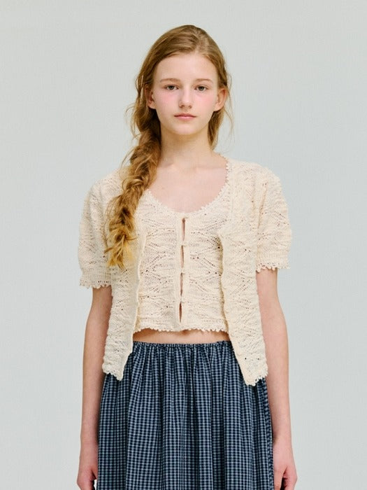 Wconcept_Depound crochet knit cardigan - ivory