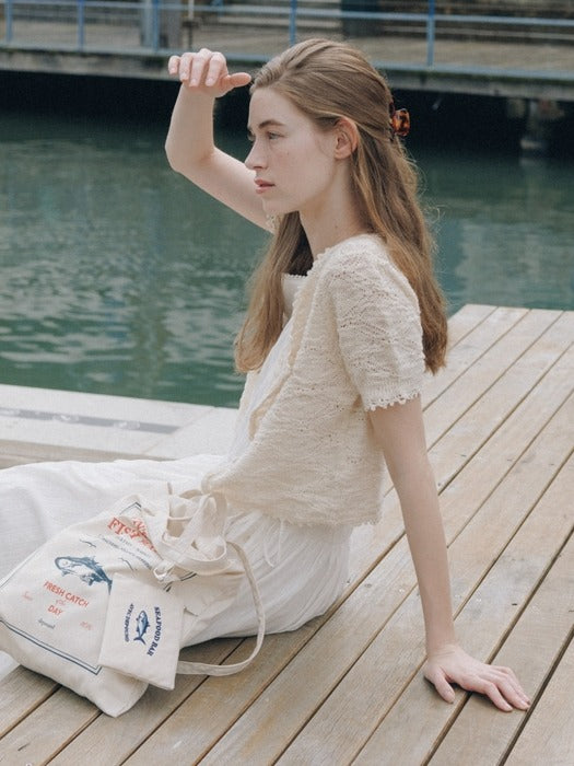 Wconcept_Depound crochet knit cardigan - ivory