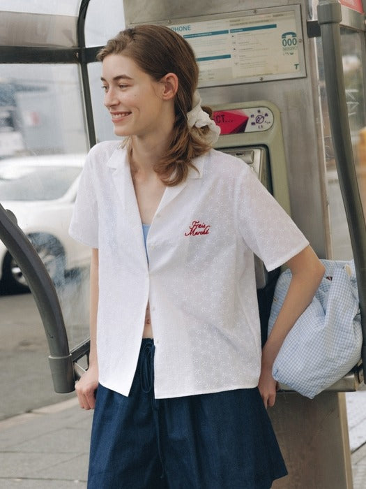 Wconcept_Depound open collar flower half sleeve shirts - white