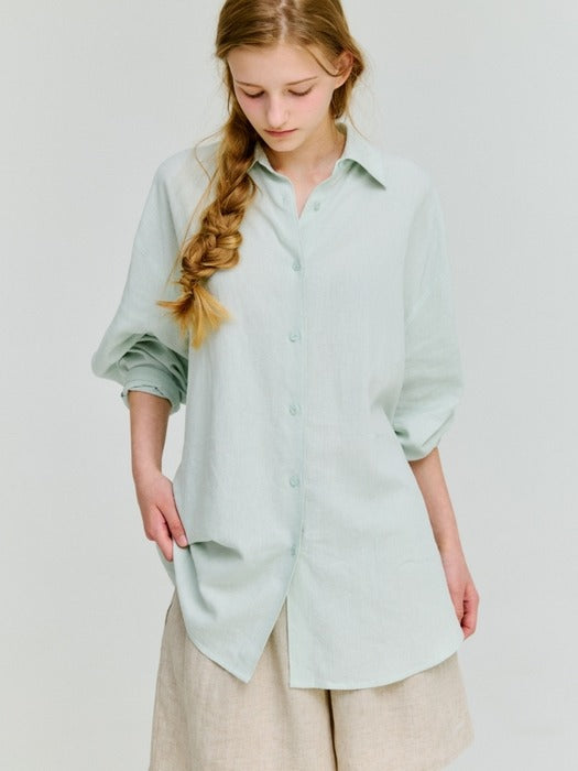 Wconcept_Depound sheer linen shirts - light green