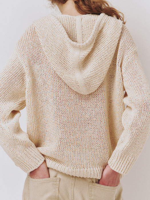 Kindersalmon Ral Hooded Knit Ecru