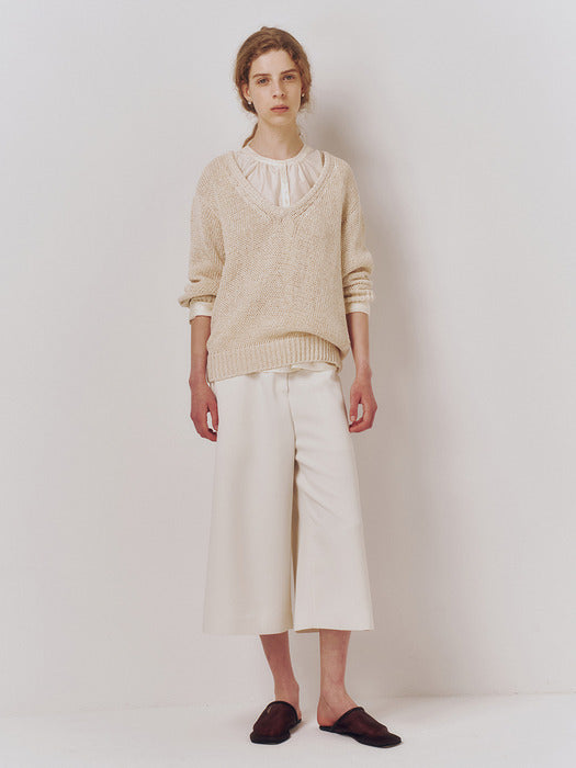 Kindersalmon Ral V-Neck Knit Ecru