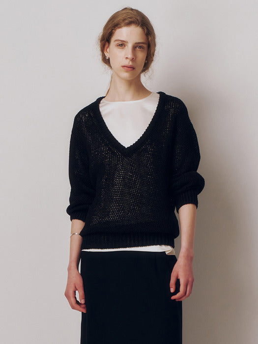 Kindersalmon Ral V-Neck Knit Black