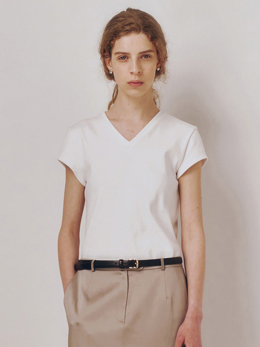 Kindersalmon V-Neck Jersey Top Pure White