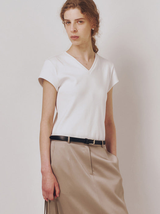 Kindersalmon V-Neck Jersey Top Pure White