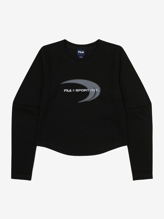 Fila Cotton Blend Graphic Long Sleeve T-Shirt Blk