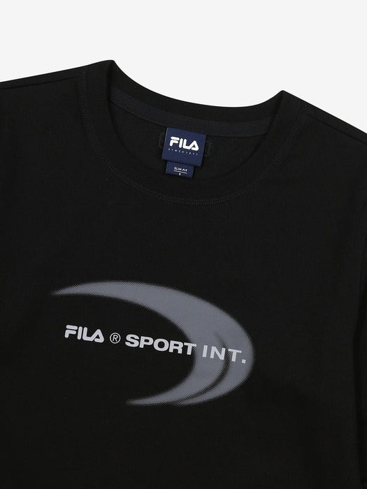 Fila Cotton Blend Graphic Long Sleeve T-Shirt Blk