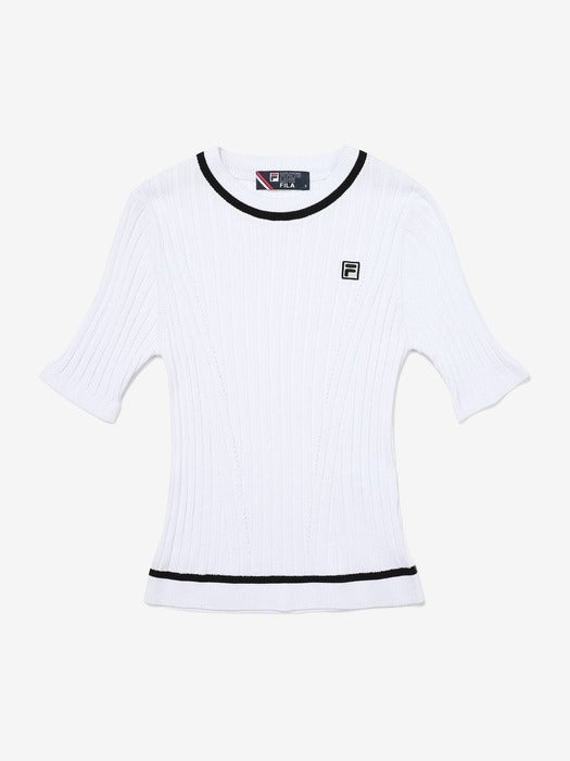 Fila Knitwear Diagonal Round T-shirt Whi