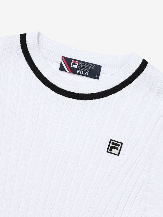 Fila Knitwear Diagonal Round T-shirt Whi