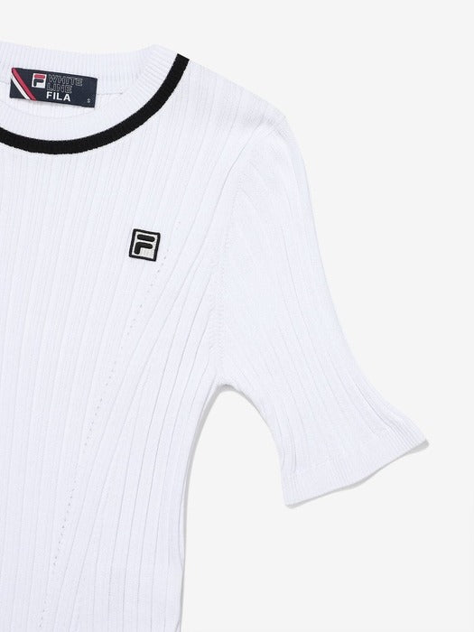 Fila Knitwear Diagonal Round T-shirt Whi