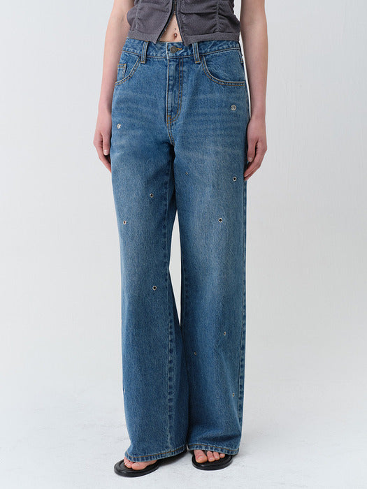 Raive Eyelet Point Denim Pants